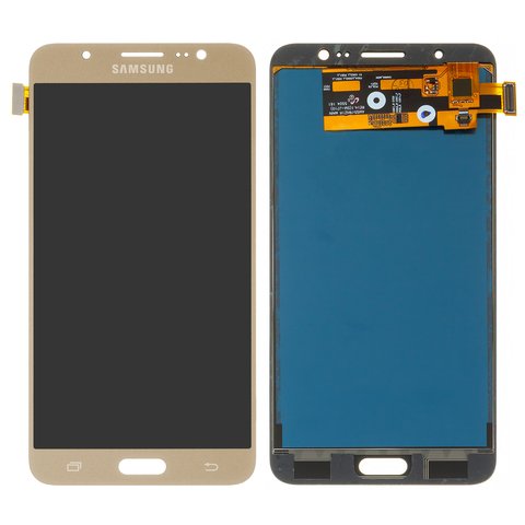 Дисплей для Samsung J710 Galaxy J7 2016 , золотистый, без регулировки яркости, без рамки, Сopy, TFT 