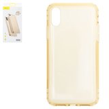 Чохол Baseus для iPhone X, iPhone XS, золотистий, прозорий, захисний, силікон, #ARAPIPH58-SF0V