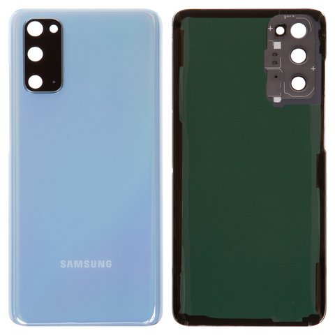 Задняя панель корпуса для Samsung G980 Galaxy S20, синяя, со стеклом камеры, cloud blue