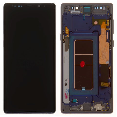 Дисплей для Samsung N960 Galaxy Note 9, синій, з рамкою, Оригінал переклеєне скло , ocean blue