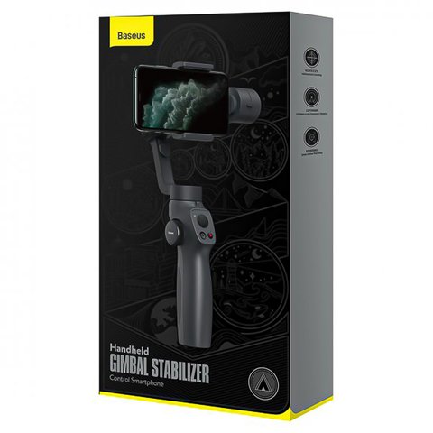 Монопод Baseus Handheld Gimbal Stabilizer, серый, трехосный, со стабилизатором, cелфи палка, с кнопкой, пластик, металл, #SUYT 0G