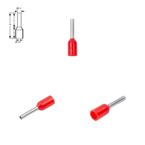 Наконечник VE7508, трубчастый, изолированный, красный, 10 шт., 0,75 мм², 8 мм