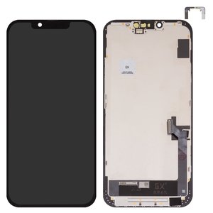 Дисплей для iPhone 14 Plus, черный, с рамкой, High Copy, без микросхемы, OLED , GX OEM hard