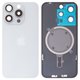 Задня панель корпуса для iPhone 15 Pro, біла, із склом камери, High Copy
