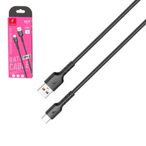 USB кабель SkyDolphin S07T TPE High Elastic Line, USB тип C, USB тип A, 100 см, 2,4 А, черный