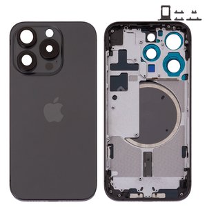 Корпус для iPhone 15 Pro, чорний, з тримачем SIM карти, з боковими кнопками, Original PRC , EU Version, black titanium