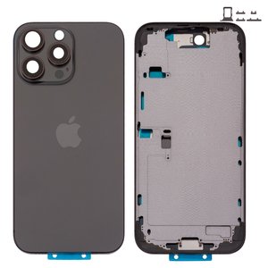 Корпус для iPhone 16 Pro Max, чорний, з тримачем SIM карти, з боковими кнопками, Original PRC , EU Version, black titanium