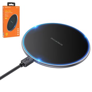 Беспроводное зарядное устройство Borofone BQ3 Pro, Power Delivery PD , черное, USB тип C, 15 Вт, #6974443380583