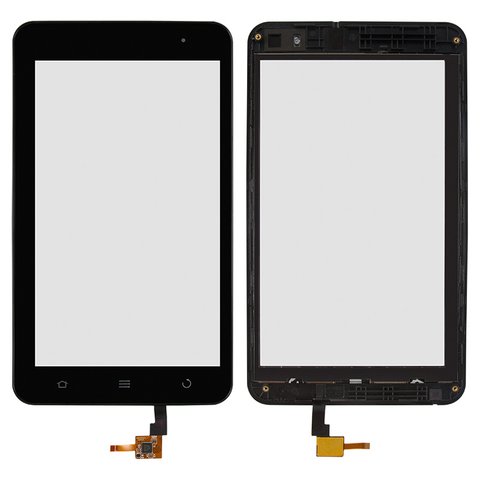 Touchscreen compatible with ZTE V9E, black, with frame, capacitive 