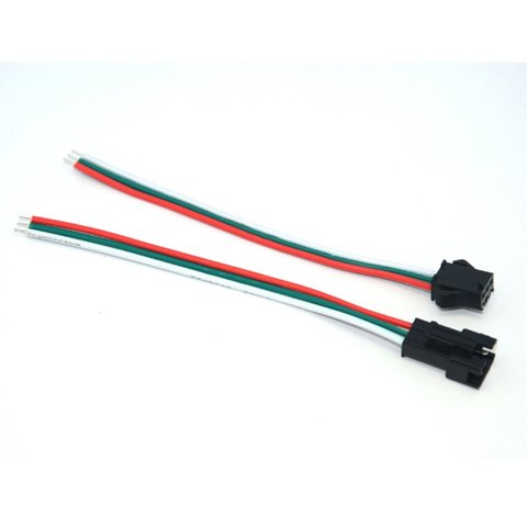Соединительный кабель 3 контактный JST для светодиодных лент WS2811, WS2812, male+female разъем