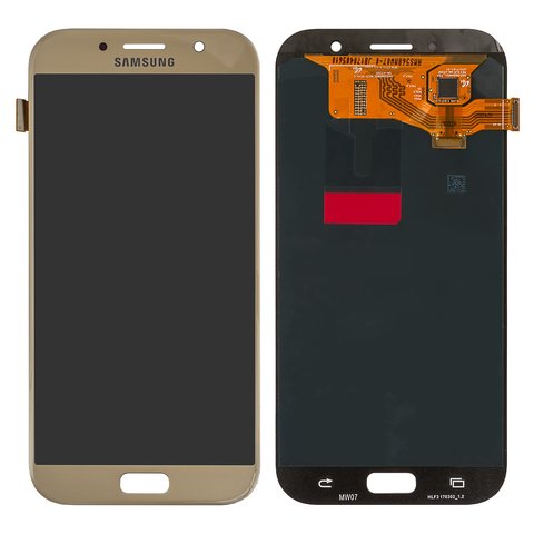Pantalla LCD puede usarse con Samsung A720 Galaxy A7 2017 , dorado, sin marco, original vidrio reemplazado 