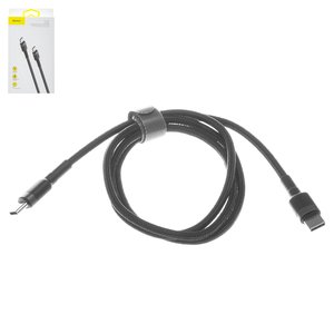 Cable USB Baseus Cafule, 2xUSB tipo C, 100 cm, 60 W, 3 A, negro, con revestimiento de nylon, #CATKLF GG1