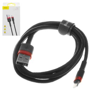 Cable USB Baseus Cafule, USB tipo A, Lightning, 100 cm, 2.4 A, rojo, negro, con revestimiento de nylon, #CALKLF B19
