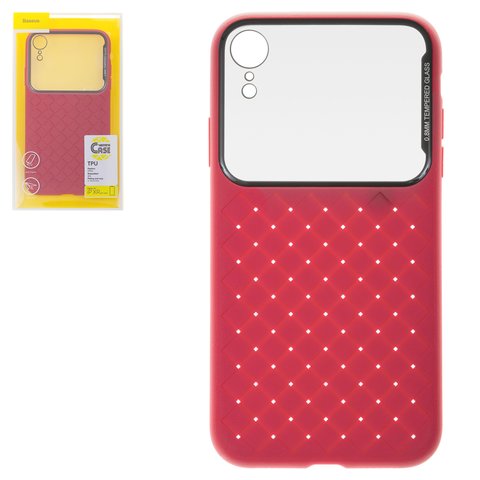 Case Baseus compatible with iPhone XR, red, braided, plastic, glass  #WIAPIPH61 BL09