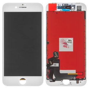 Pantalla LCD puede usarse con iPhone 8, iPhone SE 2020, blanco, con marco, AAA, con plásticos de cámara y sensor de acercamiento, tianma