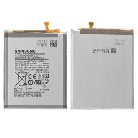 Batería EB BA505ABU EB BA505ABN puede usarse con Samsung A305F DS Galaxy A30, A307F DS Galaxy A30s, A505F DS Galaxy A50, Li ion, 3.85 V, 4000 mAh, Original PRC 