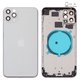 Housing compatible with iPhone 11 Pro Max, (silver, with SIM card holders, with side buttons, matte silver)