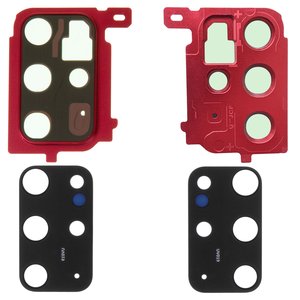 Camera Lens compatible with Samsung G985 Galaxy S20 Plus, red, with frames, aura red 