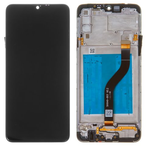LCD compatible with Samsung A207 Galaxy A20s, black, with frame, original change glass 