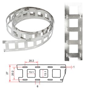 Cinta de níquel para soldar baterías 18650 2P, 0.15 mm, 20.2 mm, 1 m, acero niquelado