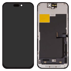Pantalla LCD puede usarse con iPhone 15 Pro, negro, con marco, AAA, TFT , ZY, LTPS HD+