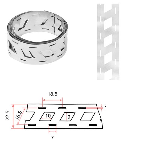 Cinta de níquel para soldar baterías 18650 2P, 0.2 mm, 19 mm, 1 m, acero niquelado, oblicua