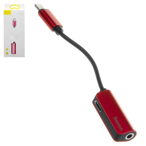 Adapter Baseus L32, from Lightning to 3.5 mm 2 in 1, doesn't support microphone , TRS 3.5 mm, Lightning, red, 2 A  #CALL32 09