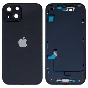 Housing compatible with iPhone 14, black, with SIM card holders, with side button, HC, Global, midnight 