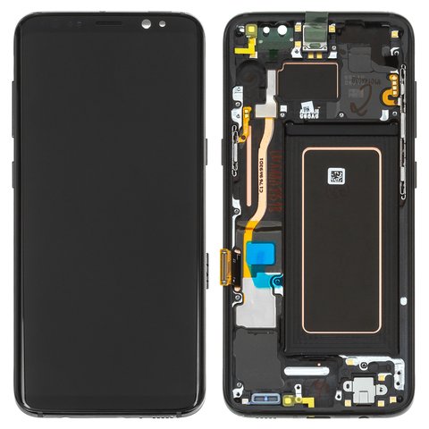 Pantalla LCD puede usarse con Samsung G950F Galaxy S8, G950FD Galaxy S8, negro, con marco, Original, empaque industrial, midnight black, #GH97 20457A GH97 20473A GH97 20629A