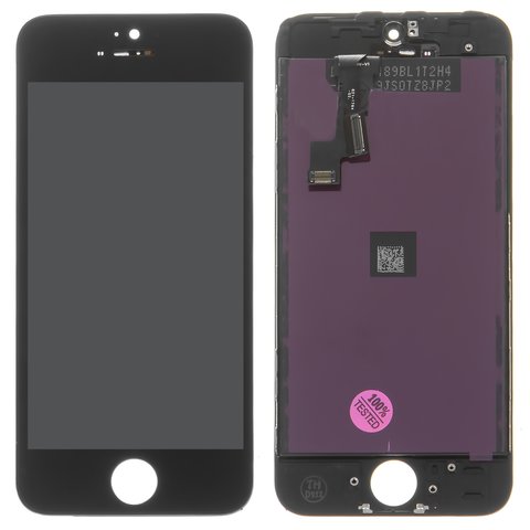 Pantalla LCD puede usarse con Apple iPhone 5S, iPhone SE, negro, con marco, AAA, con plásticos de cámara y sensor de acercamiento