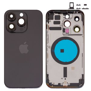 Carcasa puede usarse con iPhone 14 Pro, negro,  con sujetador de tarjeta SIM, con botones laterales, Original PRC , EU Version, space black