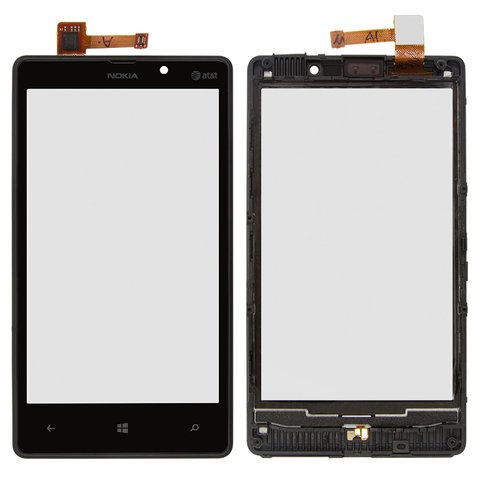 Сенсорный экран для Nokia 820 Lumia, с передней панелью, черный