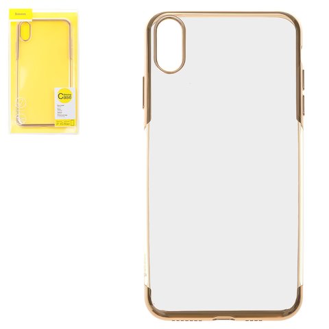 Чехол Baseus для iPhone XS Max, золотистый, прозрачный, силикон, #ARAPIPH65 MD0V