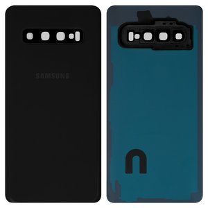 Задня панель корпуса для Samsung G973 Galaxy S10, чорна, із склом камери