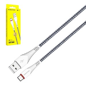 USB кабель Borofone BX25, USB тип C, USB тип A, 100 см, 3 A, білий, #69314744703507