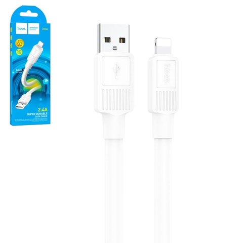 USB кабель Hoco X84, USB тип A, Lightning, 100 см, 2,4 А, белый, #6931474770974
