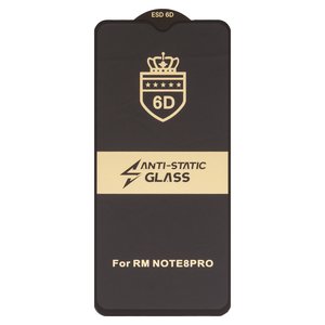 Защитное стекло ESD 6D для Xiaomi Redmi Note 8 Pro, совместимо с чехлом, Full Glue, Anti Static, без упаковки , черный