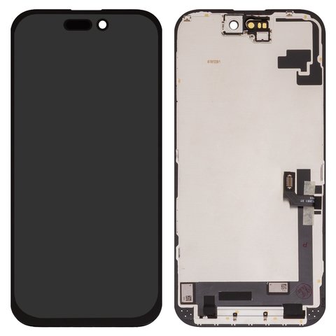 Дисплей для iPhone 16, чорний, з рамкою, Copy, без опакування, TFT , ZY, IN CELL HD+